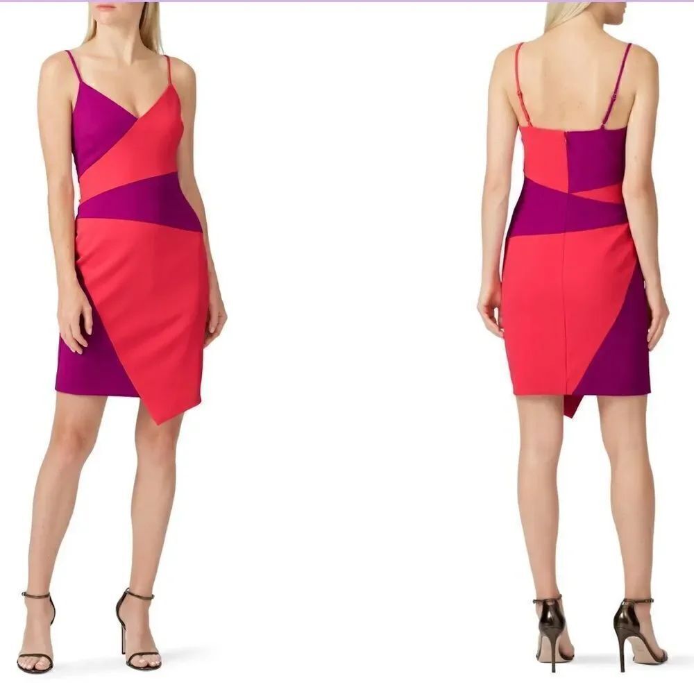 Nicole Miller Pink and Purple Asymmetrical dress size 4